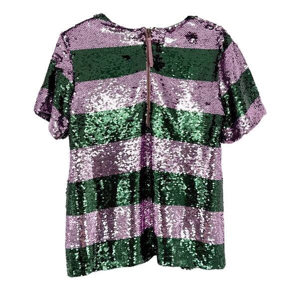ANTHROPOLOGIE Maeve Short-Sleeve Sequin Striped Top S - Picture 5 of 10